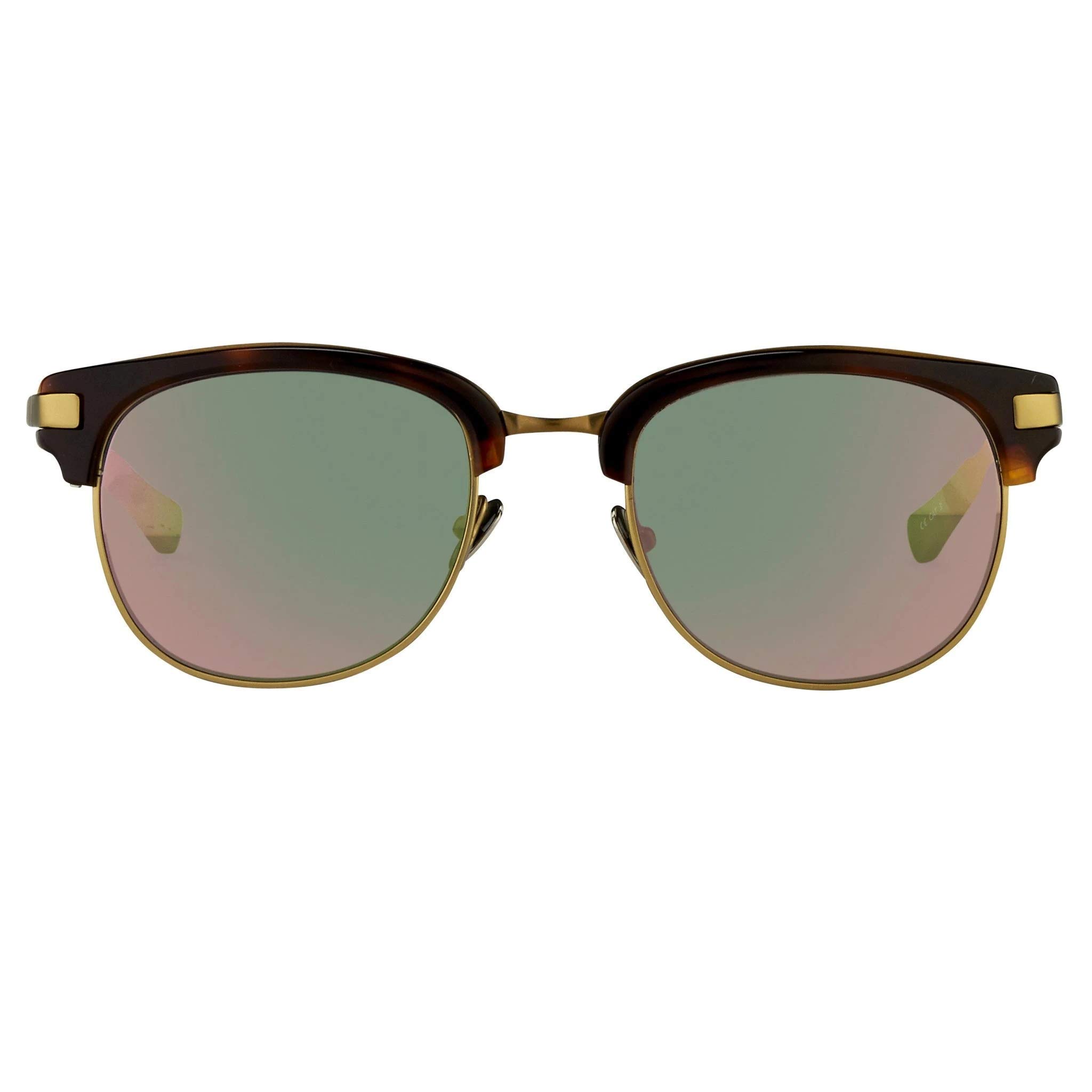 Kris Van Assche D-Frame Sunglasses - Bronze & Red Revo Lens - UV Protection Polarized Fashion Shades for Men & Women | Perfect for Driving, Beach & Outdoor Activities