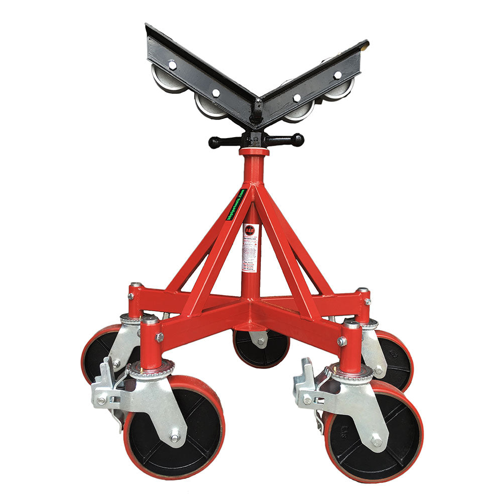 B&B Pipe Tools 3510 Five Leg Giant Jack with Steel Wheels and Casters - Heavy Duty Pipe Support for Construction, Plumbing, and Industrial Use