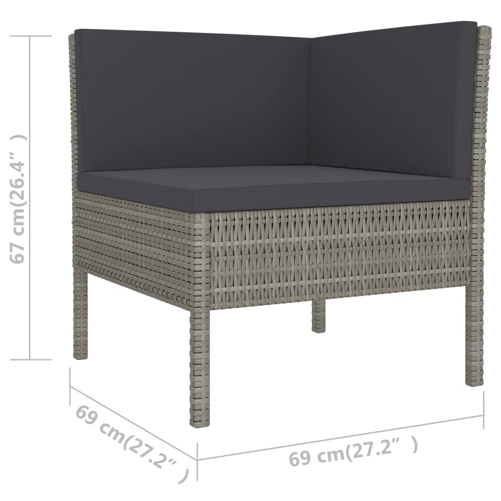 vidaXL 6-Piece Gray Poly Rattan Patio Lounge Set with Cushions - Weather-Resistant Outdoor Furniture for Garden, Pool Deck & Backyard - Durable & Comfortable Rattan Sofa Set for Relaxing, Entertaining & Sunbathing