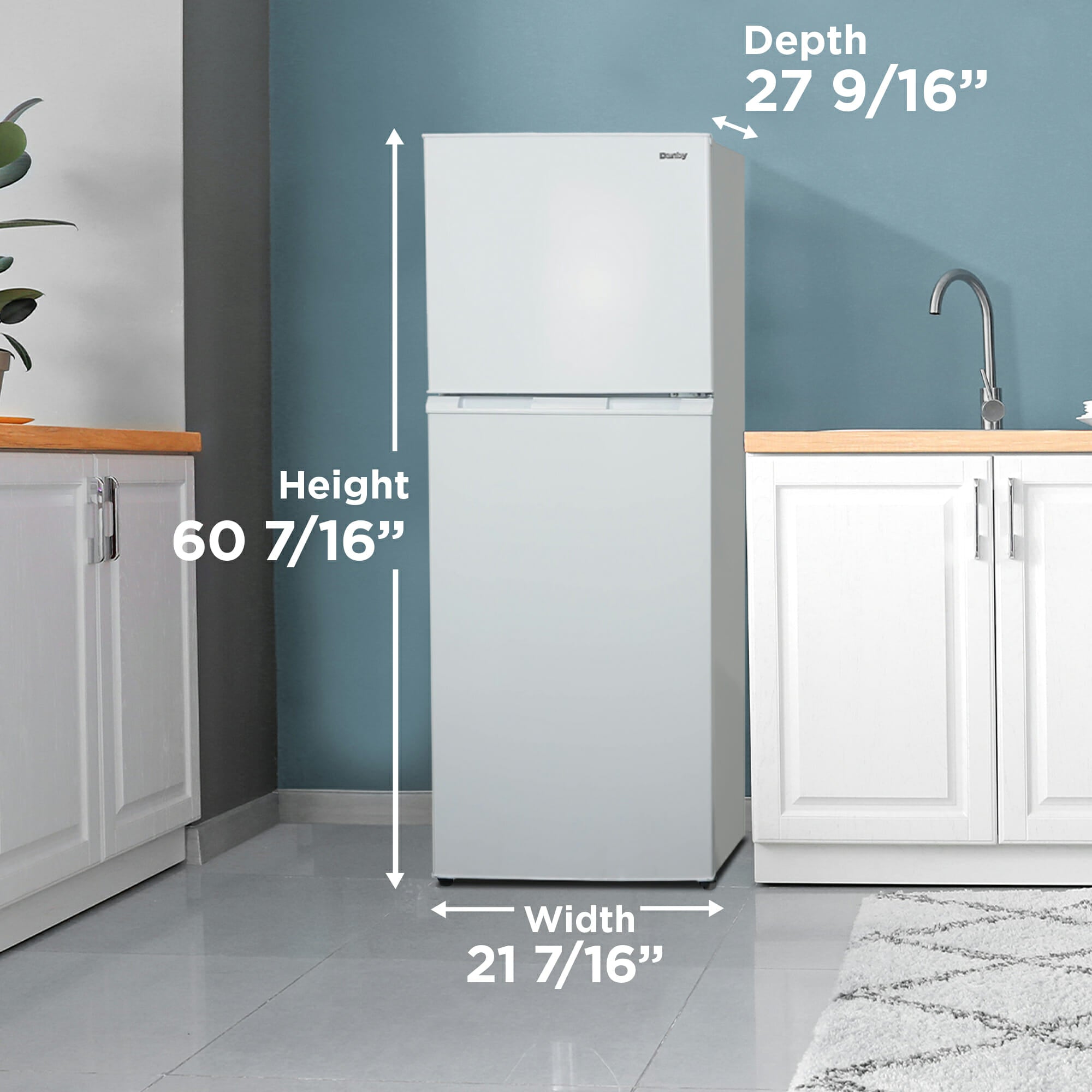 Danby DFF101B1WDB 10.0 cu. ft. Compact Refrigerator - Top Freezer, White - Perfect for Apartments, Dorms & Small Spaces