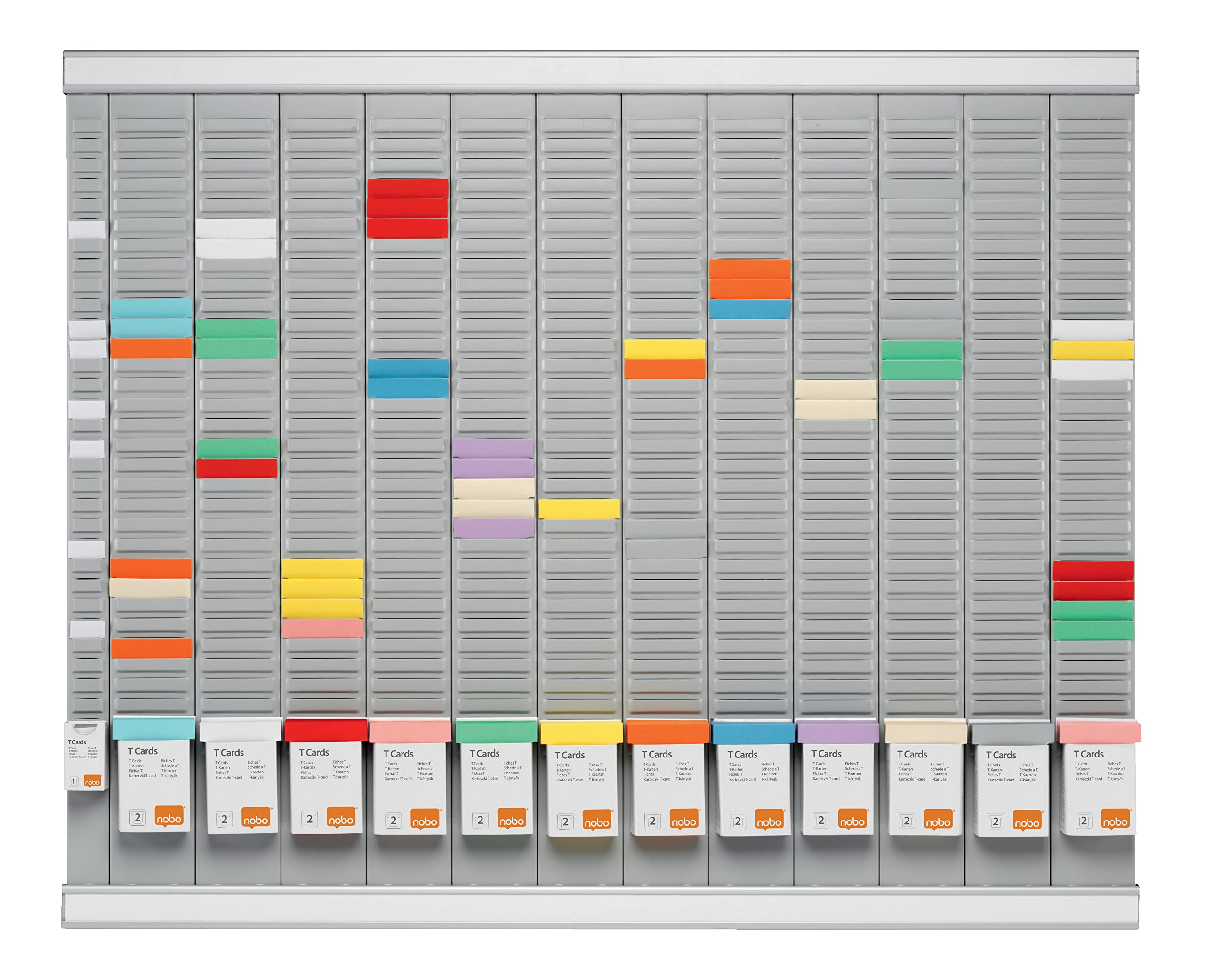 T-Card Annual Planning Kit - Wall Mount Organizer with 12 Columns & 32 Slots (Size 2) - Includes T-Cards & Index Column - Perfect for Office Scheduling, Project Management & Team Coordination (Model 32938864)