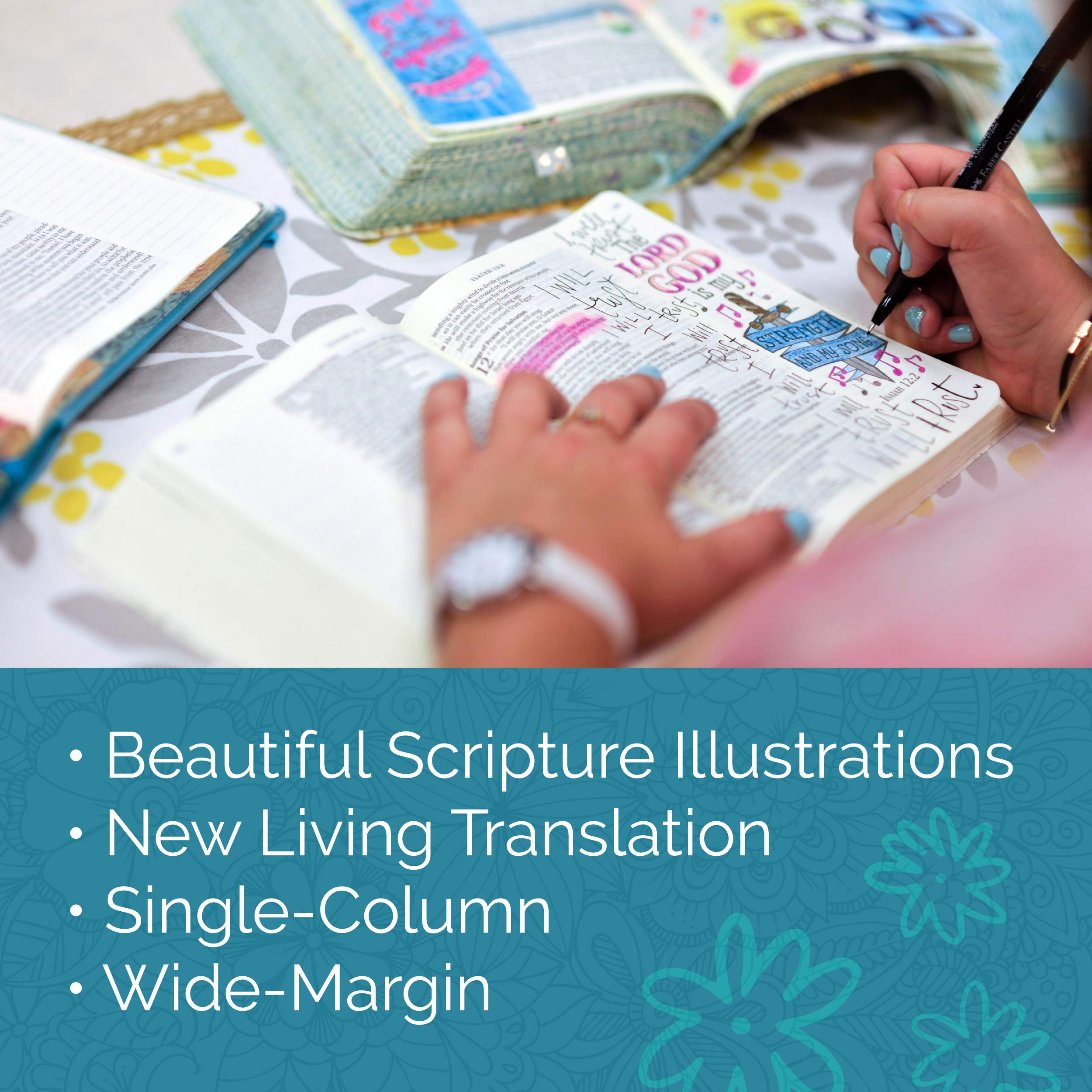 Tyndale NLT Inspire Bible Hardcover - Coloring Journaling Bible with 400+ Illustrations, Aquamarine Edition | Perfect for Bible Study, Creative Worship & Religious Gifts to Deepen Faith