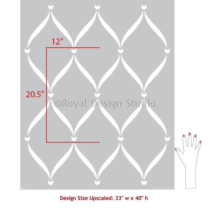 Premium Ribbon Lattice Wall Stencil - Reusable DIY Painting Template for Home Decor, Nursery, Bedroom & Living Room Accent Walls