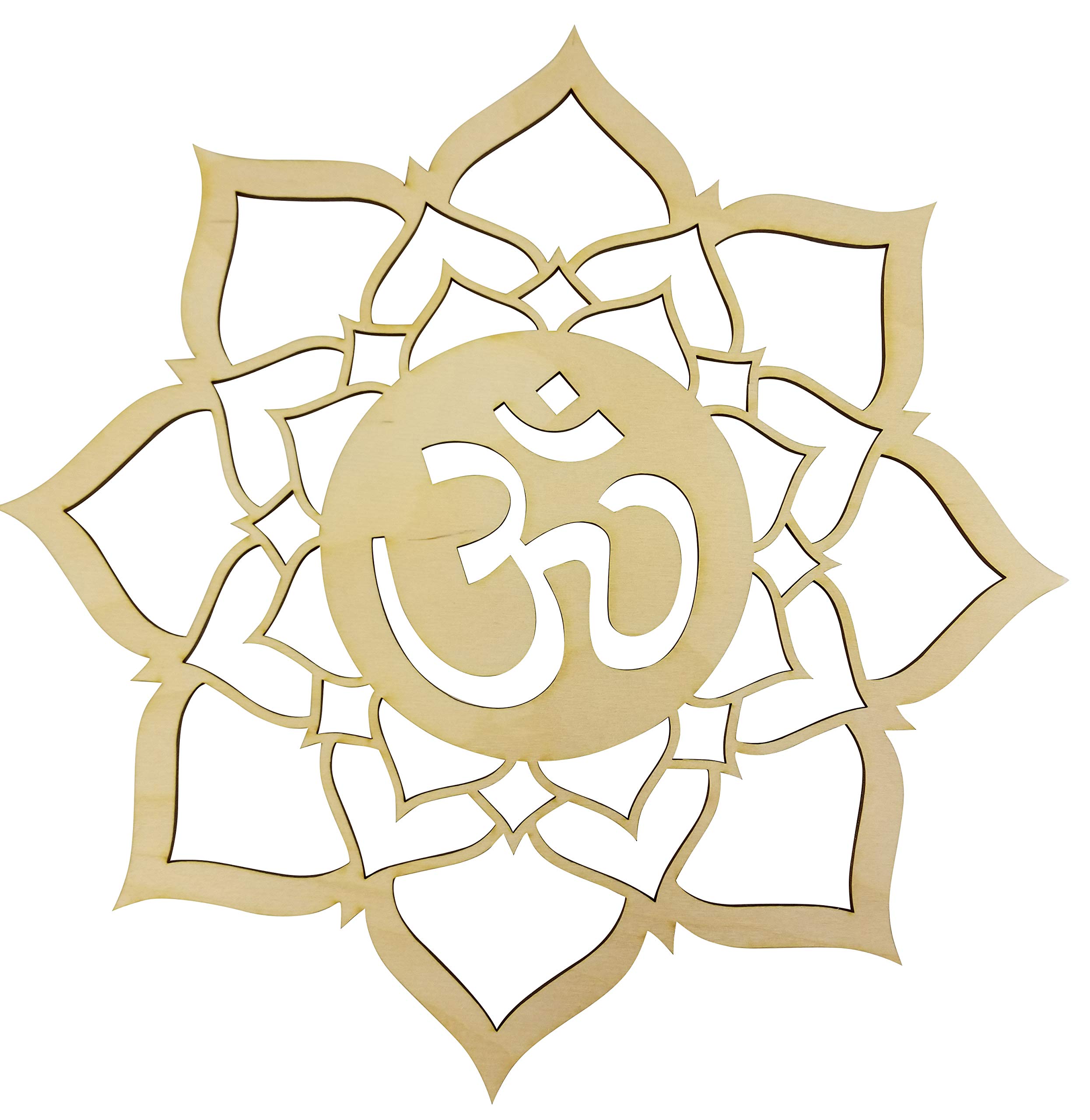 12 Inch Om Lotus Wooden Wall Art - 1/8 Inch Thick Sacred Geometry Decor for Meditation Room, Yoga Studio & Spiritual Spaces | Crystal Grid, Chakra & Zen Home Decor
