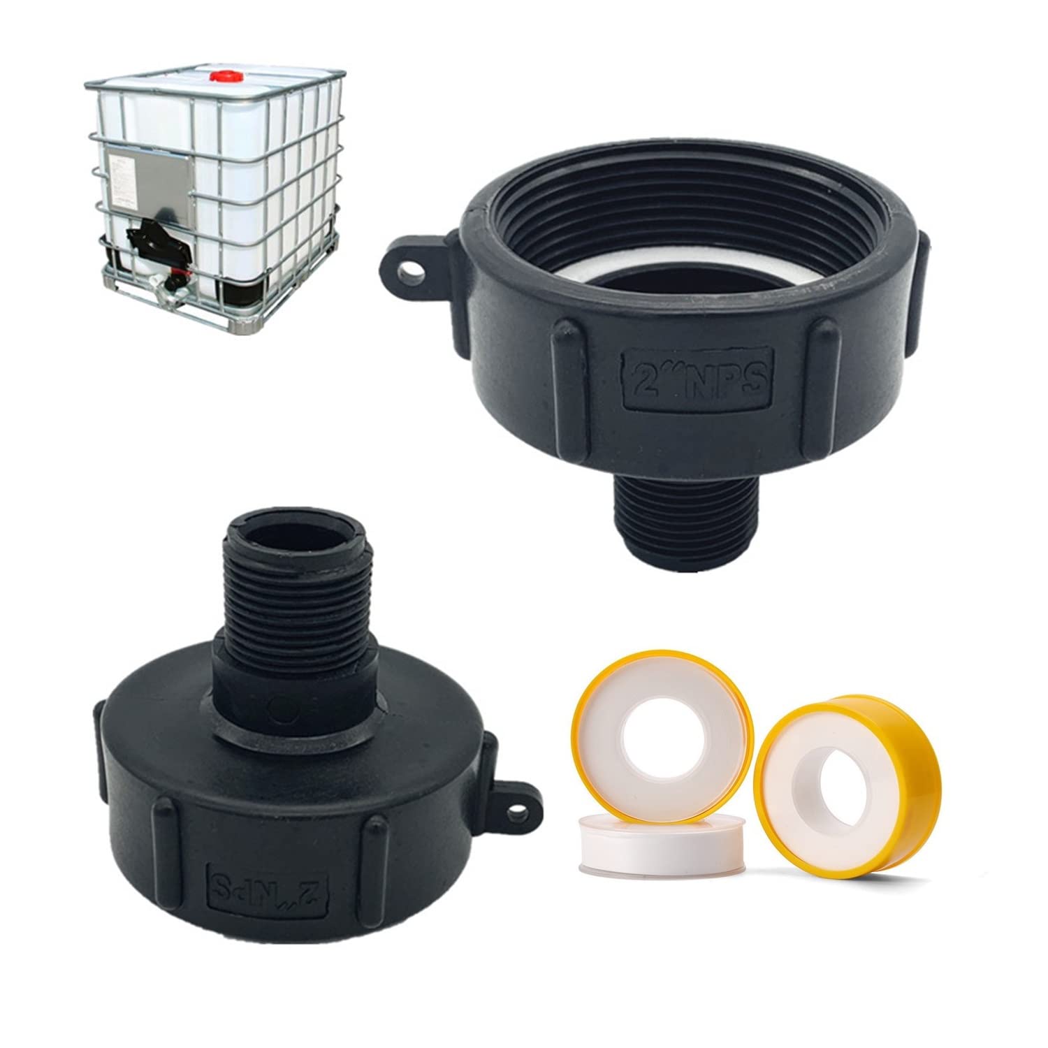 2PCS 275-330 Gallon IBC Tote Water Tank Adapter - 2