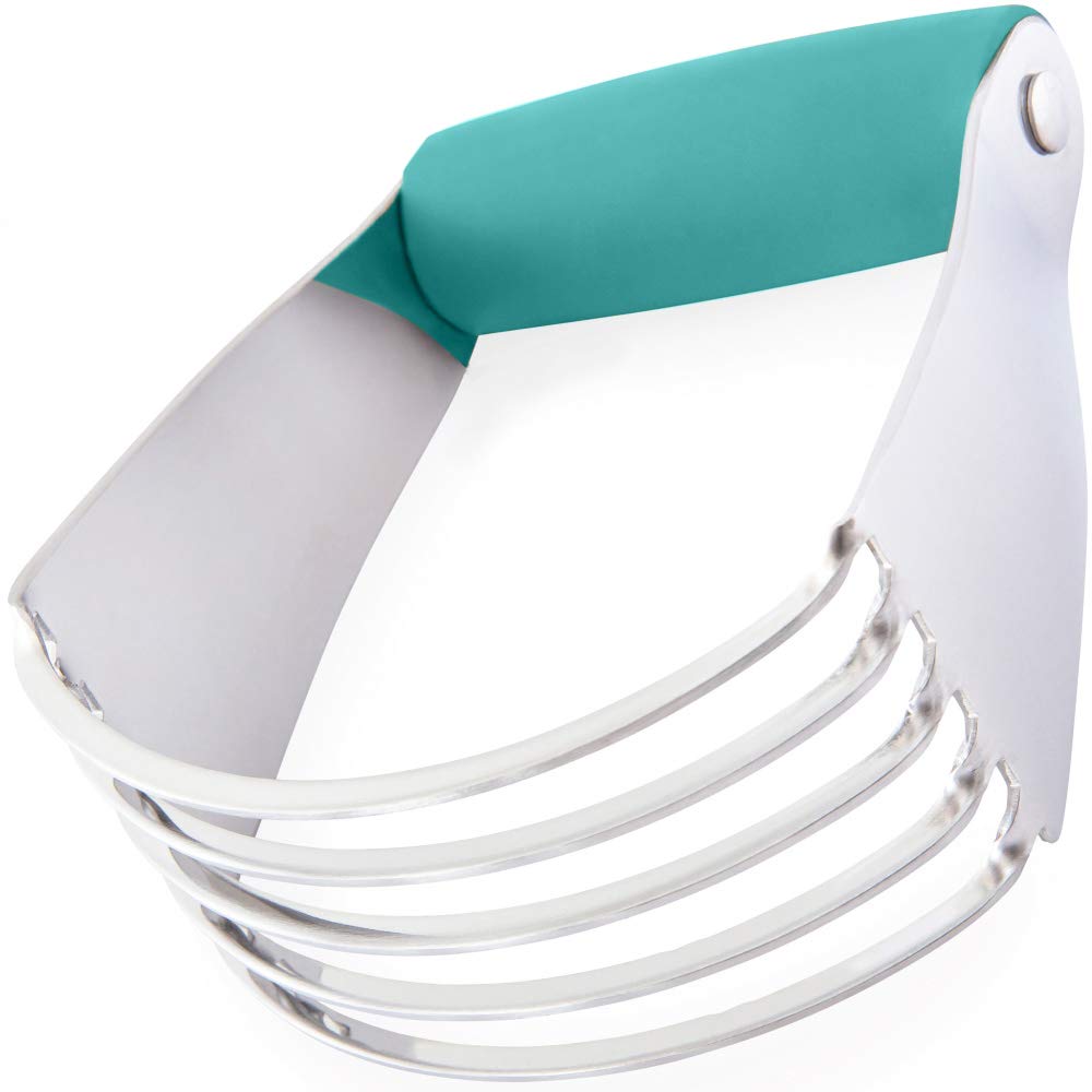 Premium Stainless Steel Pastry Dough Blender & Butter Cutter - Heavy Duty Kitchen Baking Tool with Sharp Blades & Comfortable Grip for Kneading Dough - Dishwasher Safe Turquoise - Perfect for Pies, Cookies, Pastries & Baking Enthusiasts