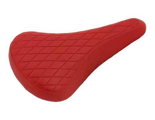 Lowrider Vinyl Saddle Diamond 702 Red Bike Seat - Comfortable Bicycle Saddle for BMX, Free Style, Fixie, Road & Beach Cruiser Bikes | Perfect for Urban Commuting & Leisure Cycling