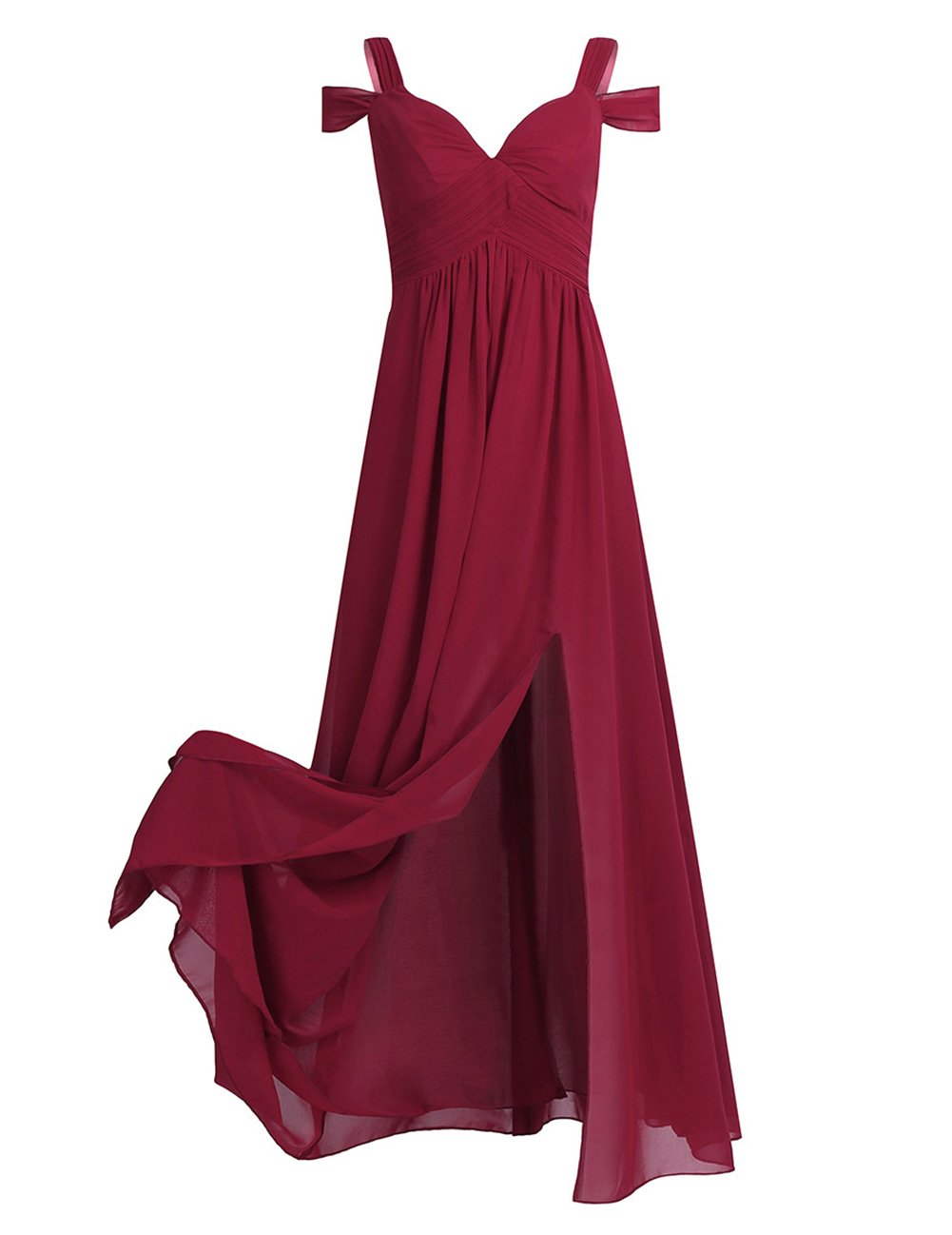 Elegant Women's Chiffon V-Neck Flare Maxi Dress for Bridesmaid, Formal Party & Special Occasions - Flowy Long Evening Gown for Weddings, Prom & Cocktail Events