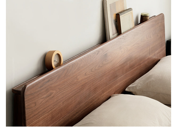 Premium Black Walnut Solid Wood Bed Frame - Queen Size, Handcrafted Hardwood Bed with Sturdy Support - Perfect for Master Bedroom, Guest Room & Farmhouse Decor