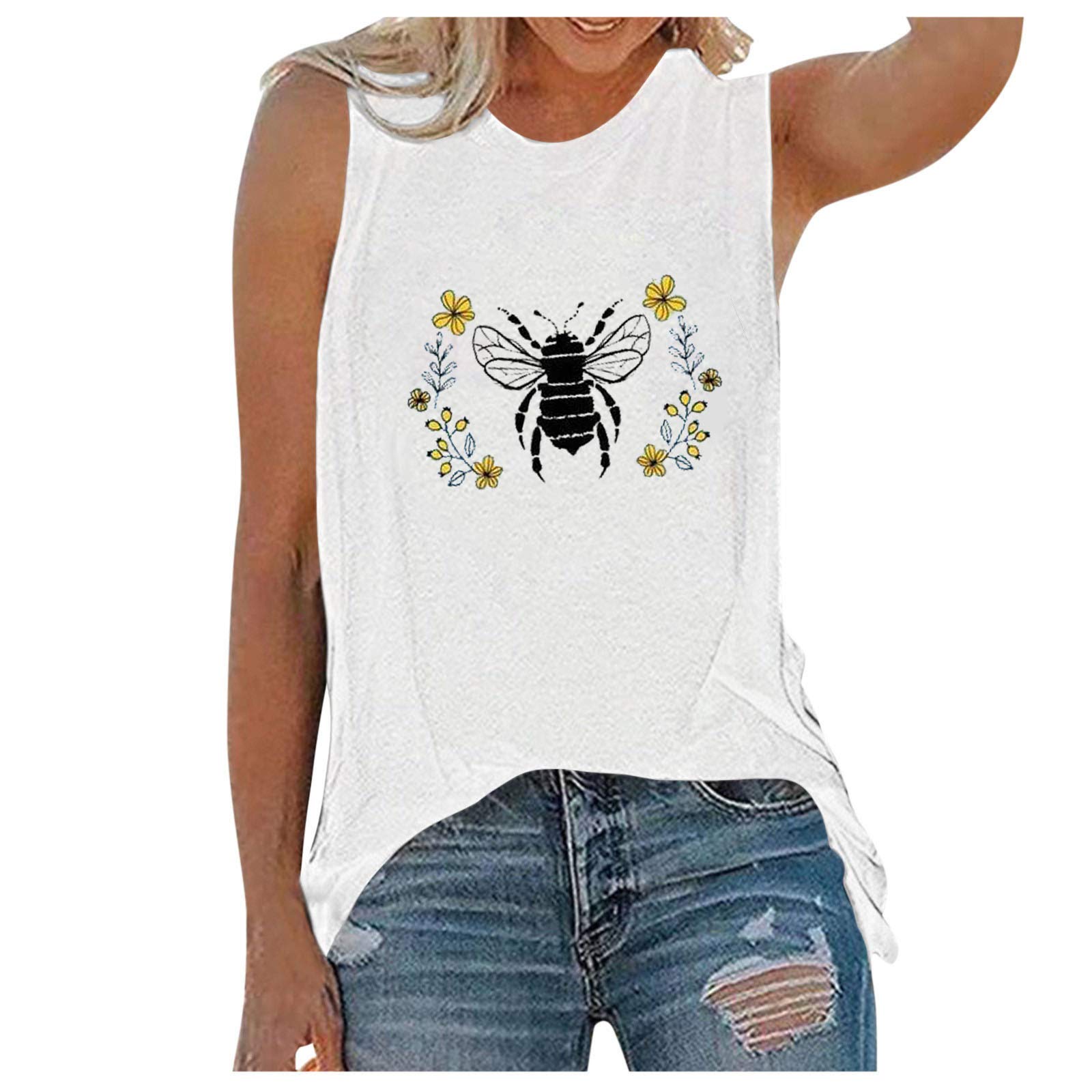 Floral Sunflower Printed Sleeveless V-Neck Summer Tank Top for Women - Lightweight Casual Blouse for Beach, Picnic & Vacation | Comfortable Sun Dress for Outdoor Activities, Travel & Summer Fashion | Perfect for Pool Parties, Date Nights & Weekend Getaways | Great for Casual Wear, Summer Outfits & Tropical Vacations | Ideal for Brunch Dates, Music Festivals & Resort Wear