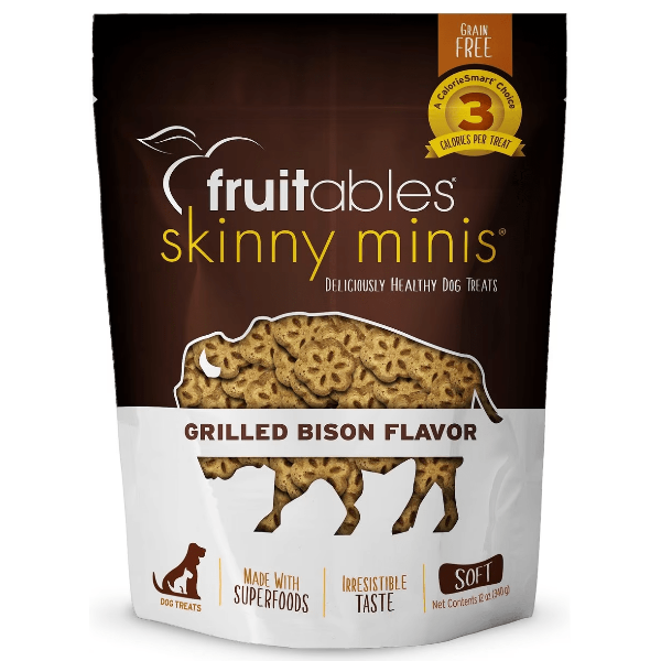 Fruitables Skinny Minis Grilled Bison Flavor Dog Treats - Healthy Low-Calorie Training Snacks for Small & Medium Dogs - Perfect for Reward, Training & On-the-Go Treats