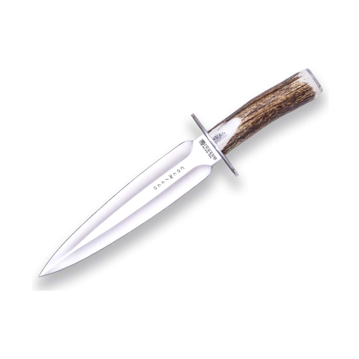 Joker Hunting Knife CC108 Colmillo - Premium Deer Horn Handle Mountaineering Knife with Brown Leather Sheath | Ideal for Fishing, Hunting, Camping & Hiking Adventures | Outdoor Survival Gear & Tactical Tool