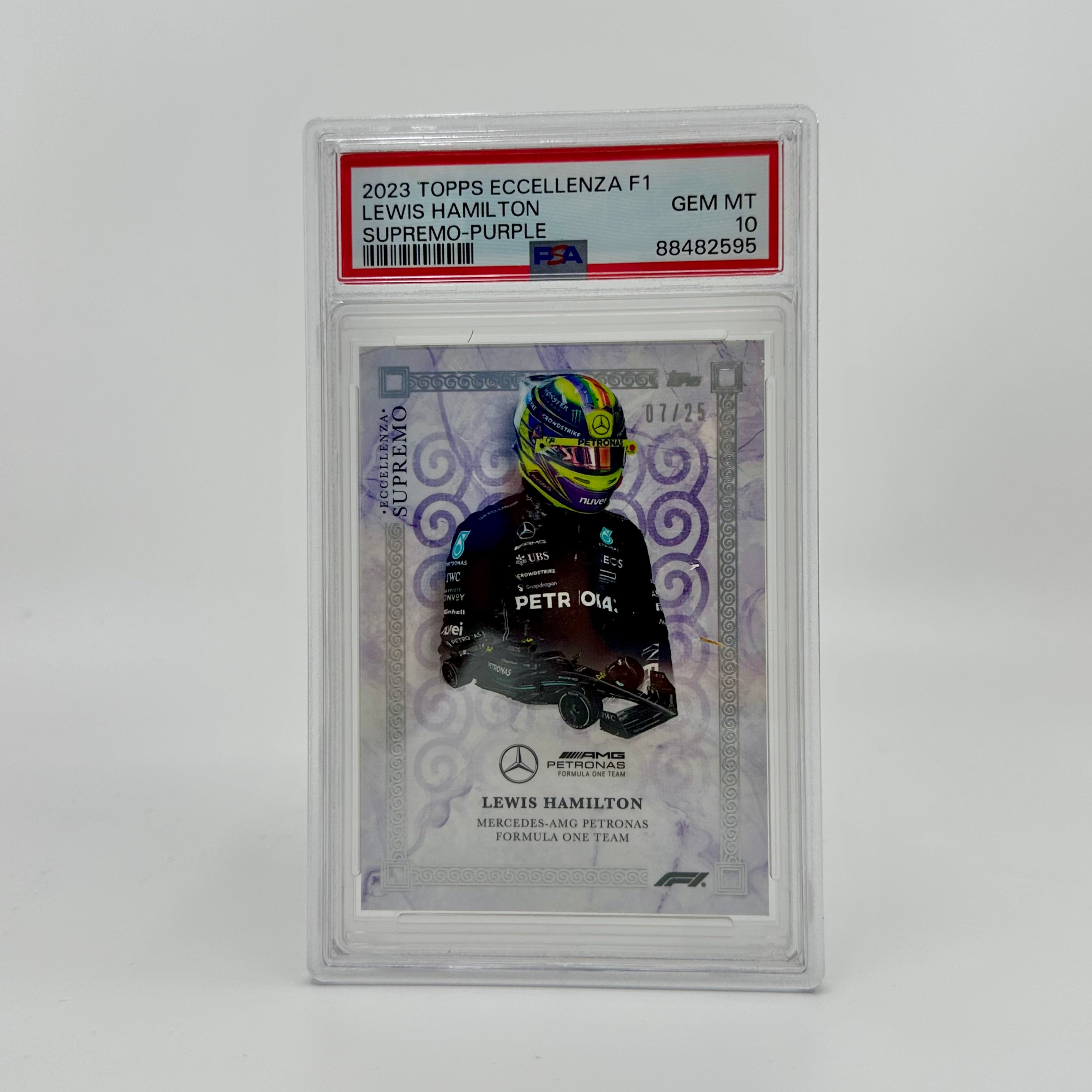 2023 Topps Eccellenza Supremo Lewis Hamilton Purple #7/25 PSA 10 Graded Card - Perfect for F1 Collectors, Sports Memorabilia Displays, and Investment Portfolios