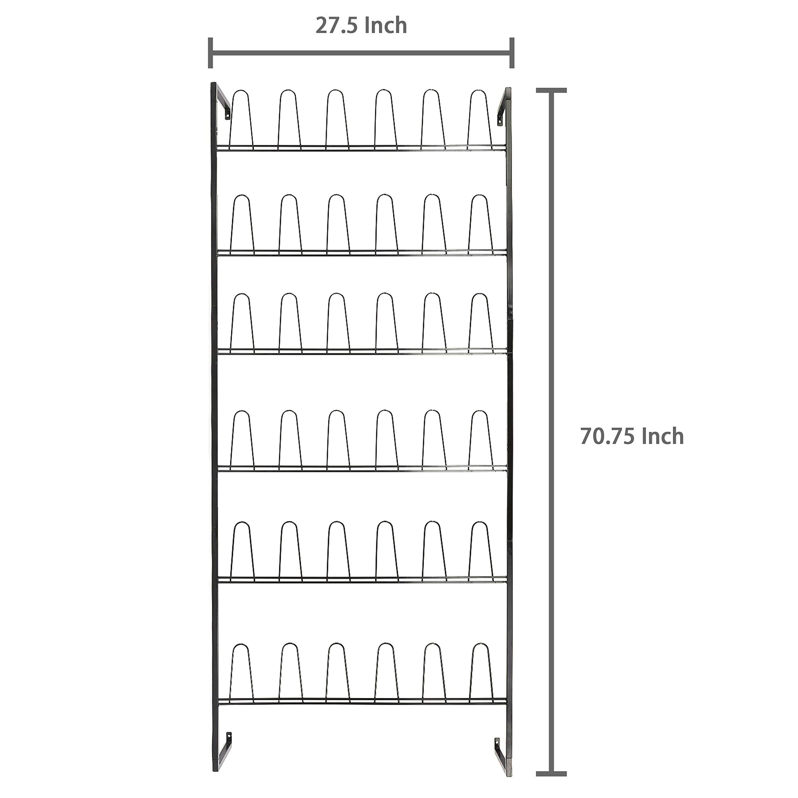 MyGift Black Metal 18 Pair Shoe Storage Organizer - Wall Mounted Entryway Shoe Rack with 36 Hooks | Perfect for Small Spaces, Closet Organization & Mudroom Storage