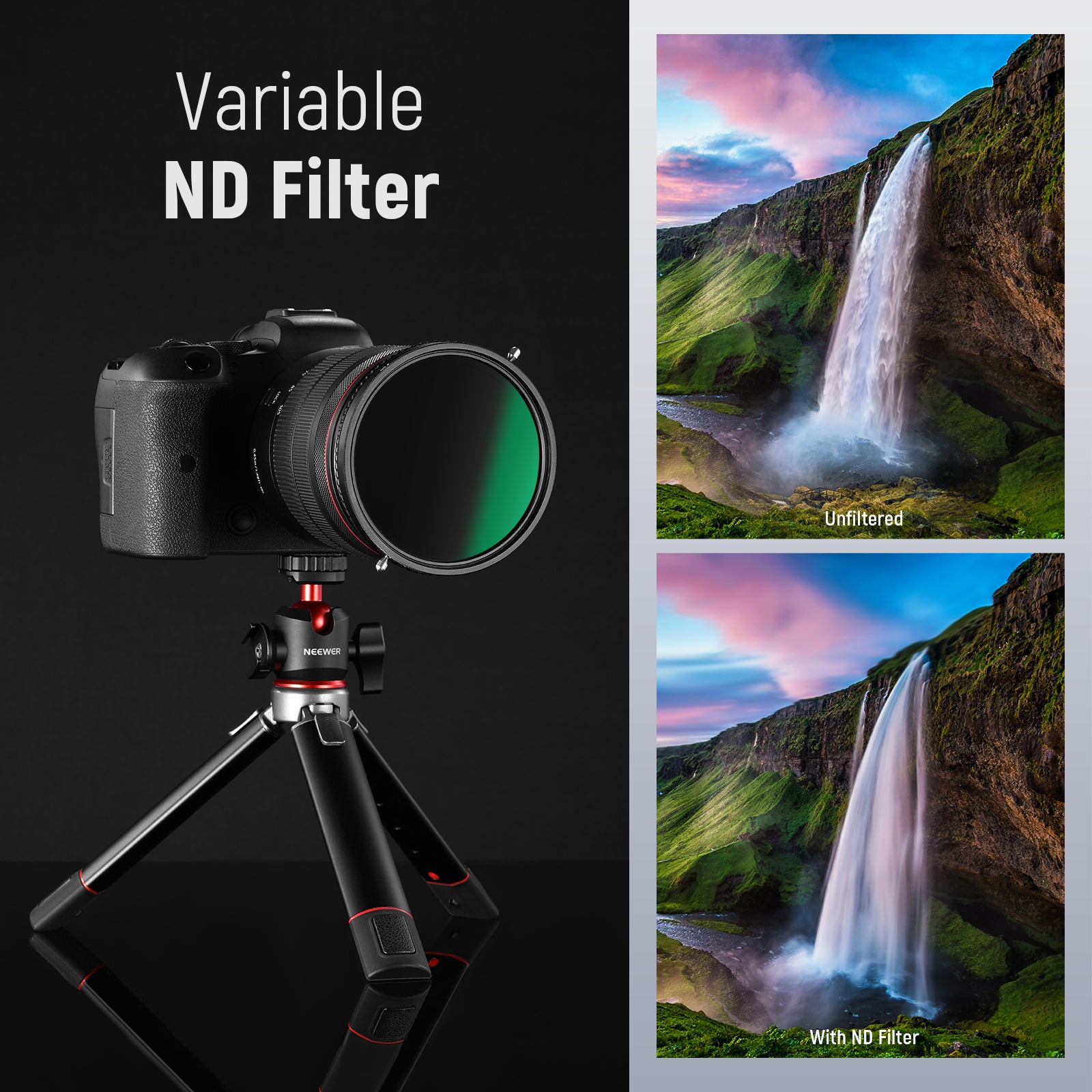 NEEWER 2-in-1 Variable ND Filter (ND2-ND32) & CPL Filter for DSLR Cameras - Perfect for Photography and Videography in Bright Conditions