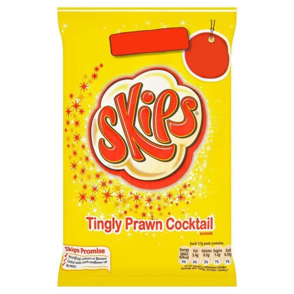 Skips Prawn Cocktail Flavor Snacks Multipack - 6 x 15.5g Bags | Crunchy Corn Puffs | Party Snacks, Movie Night Treats & On-The-Go Snacking