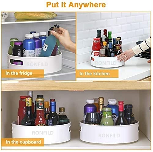 360° Rotating Lazy Susan Turntable - Multi-Purpose Kitchen Organizer for Spices, Condiments & Cosmetics | Space-Saving Cabinet Storage Solution | Durable Spice Rack & Makeup Organizer for Pantry, Bathroom & Countertop (Multicolor)