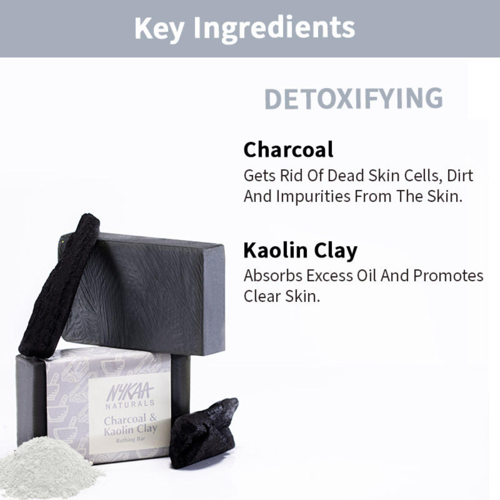 Nykaa Naturals Charcoal & Kaolin Clay Bathing Soap - Gentle Exfoliating Soap for Dead Skin Removal & Oil Control - 3.5 oz - Perfect for Daily Cleansing & Flawless Skin Care Routine