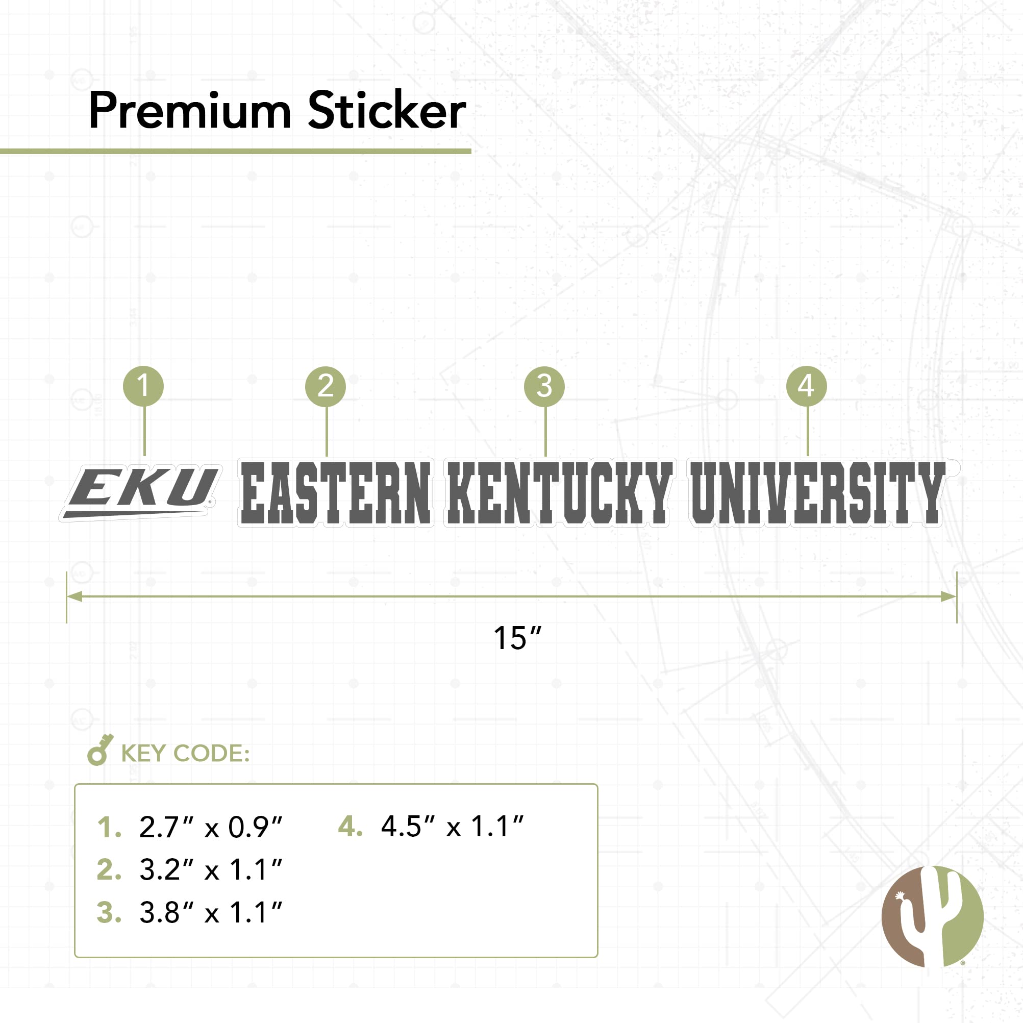 EKU Colonels Desert Cactus Vinyl Decal Sticker - 15 Inch Waterproof Laptop, Water Bottle & Car Decal - Perfect for College Dorm Decor, School Spirit & Fan Accessories