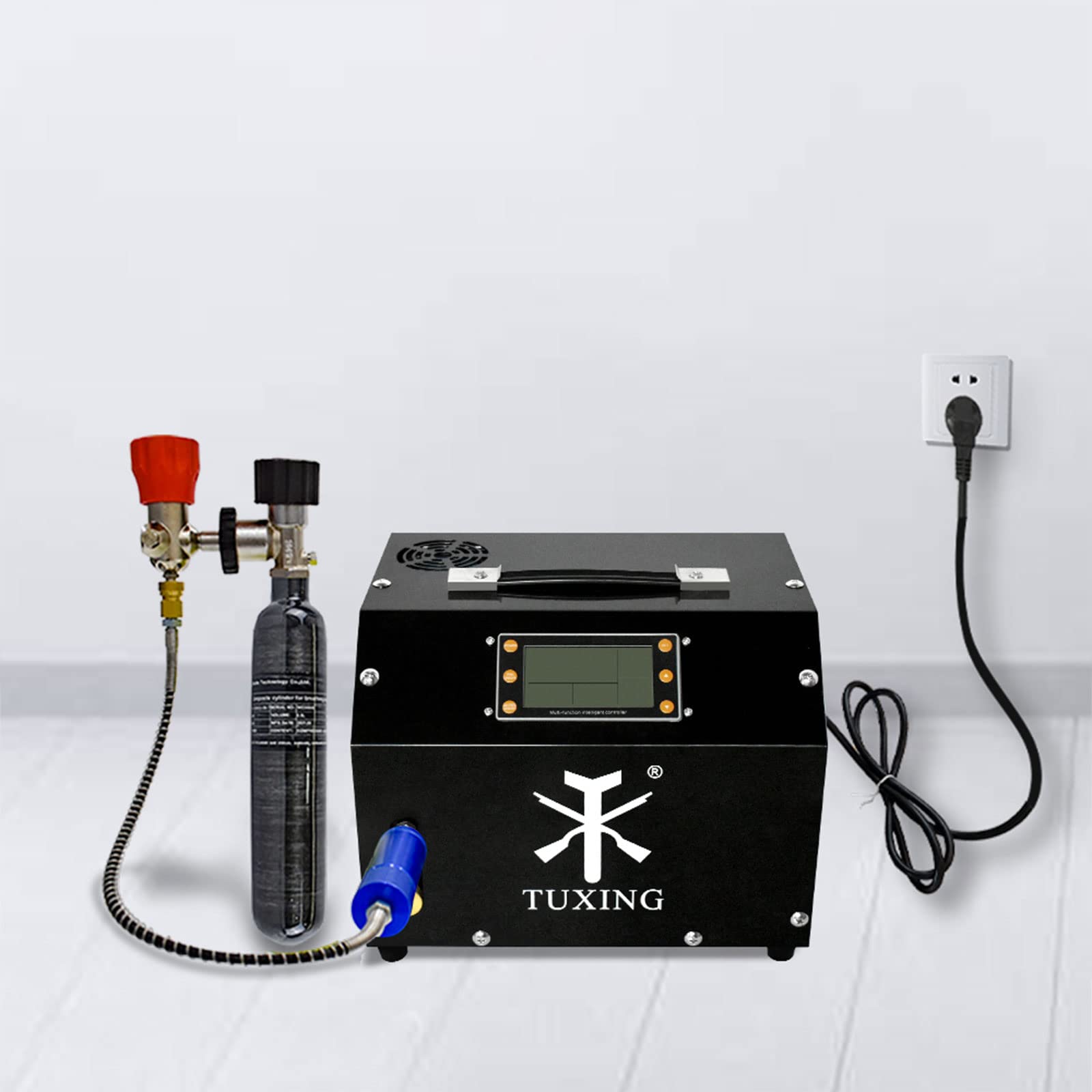 TUXING 4500Psi PCP Air Compressor with Auto-Stop & Water Cooling System - High Pressure Air Compressor for Scuba Diving Tanks, PCP Air Rifles, Paintball - 110V Electric Air Pump (TXET063) | Perfect for Outdoor Sports, Hunting & Underwater Adventures