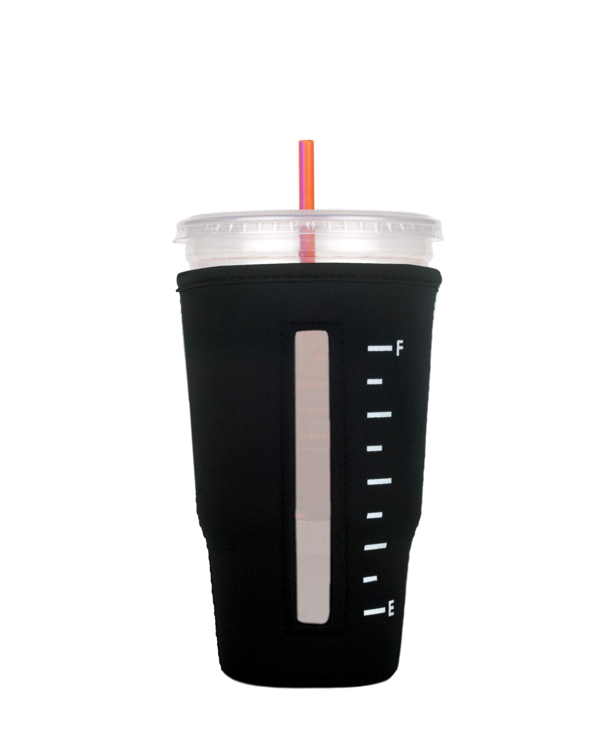 Eco-Friendly Neoprene Cup Sleeve for Iced Coffee & Cold Drinks - Reusable Insulator (Black, Large) | Perfect for Starbucks, Dunkin', Iced Lattes & Bubble Tea