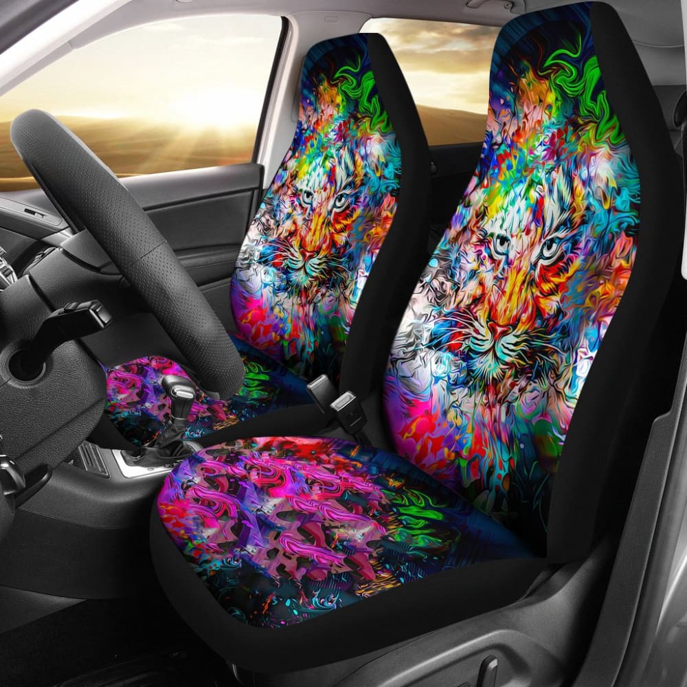 Colorful Tiger Print Car Seat Covers - Premium Wild Animal Design for Cars, SUVs & Trucks - Perfect for Adventure Lovers & Wildlife Enthusiasts