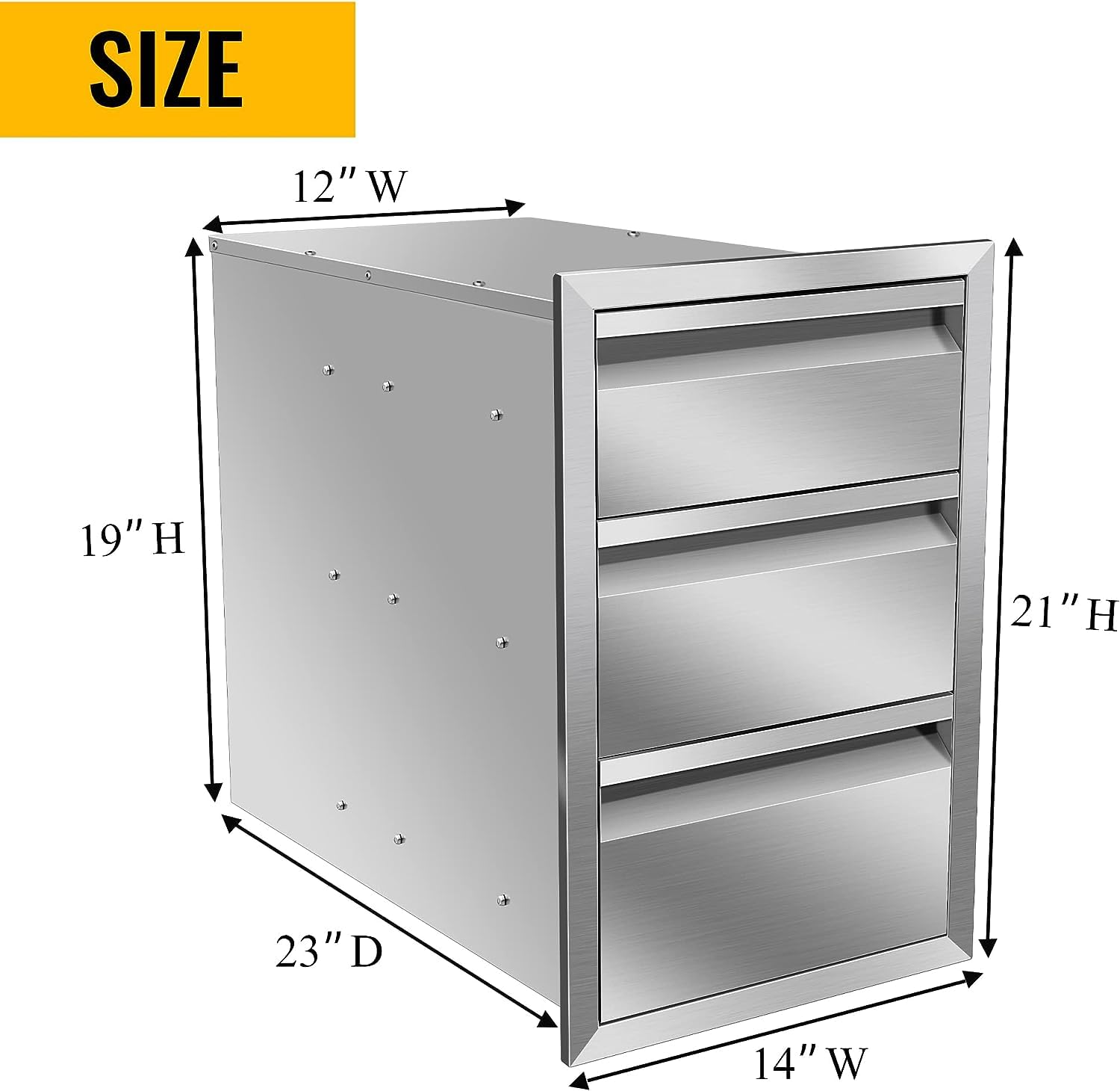 Premium Stainless Steel BBQ Drawer for Outdoor Kitchen - Single Flush Mount Storage Cabinet with Handles (14