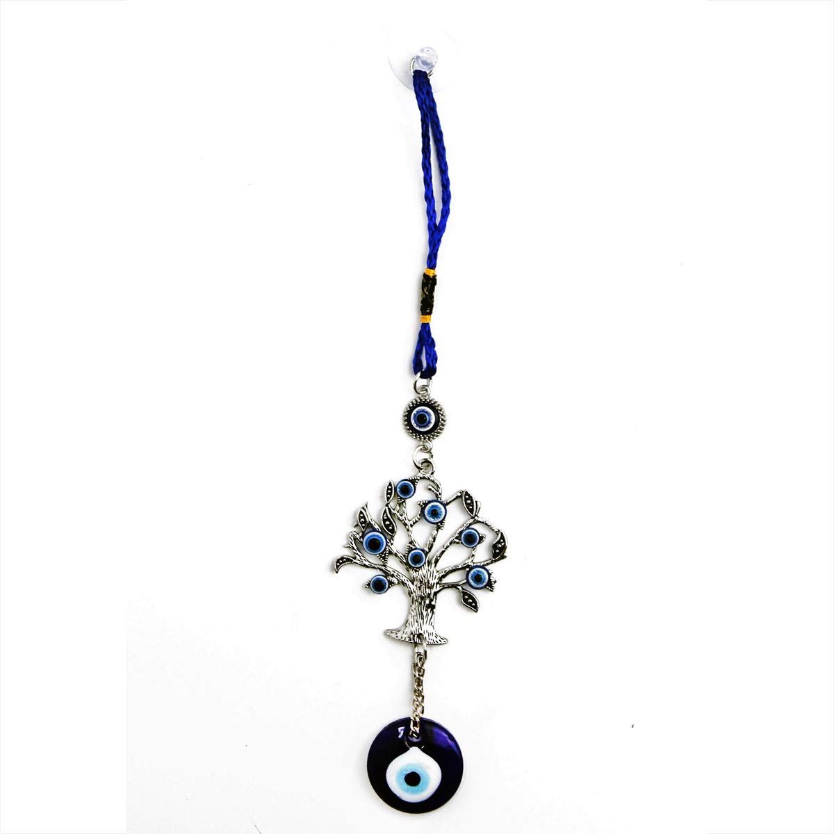 LUCKBOOSTIUM Blue Evil Eye Money Tree & Glass Evil Eye Wall Hanging - Spiritual Home Decor for Good Luck, Car Mirror Charm, Office Feng Shui Decorations (2.5” x 10”) | Bedroom, Living Room, Workspace Protection & Positive Energy