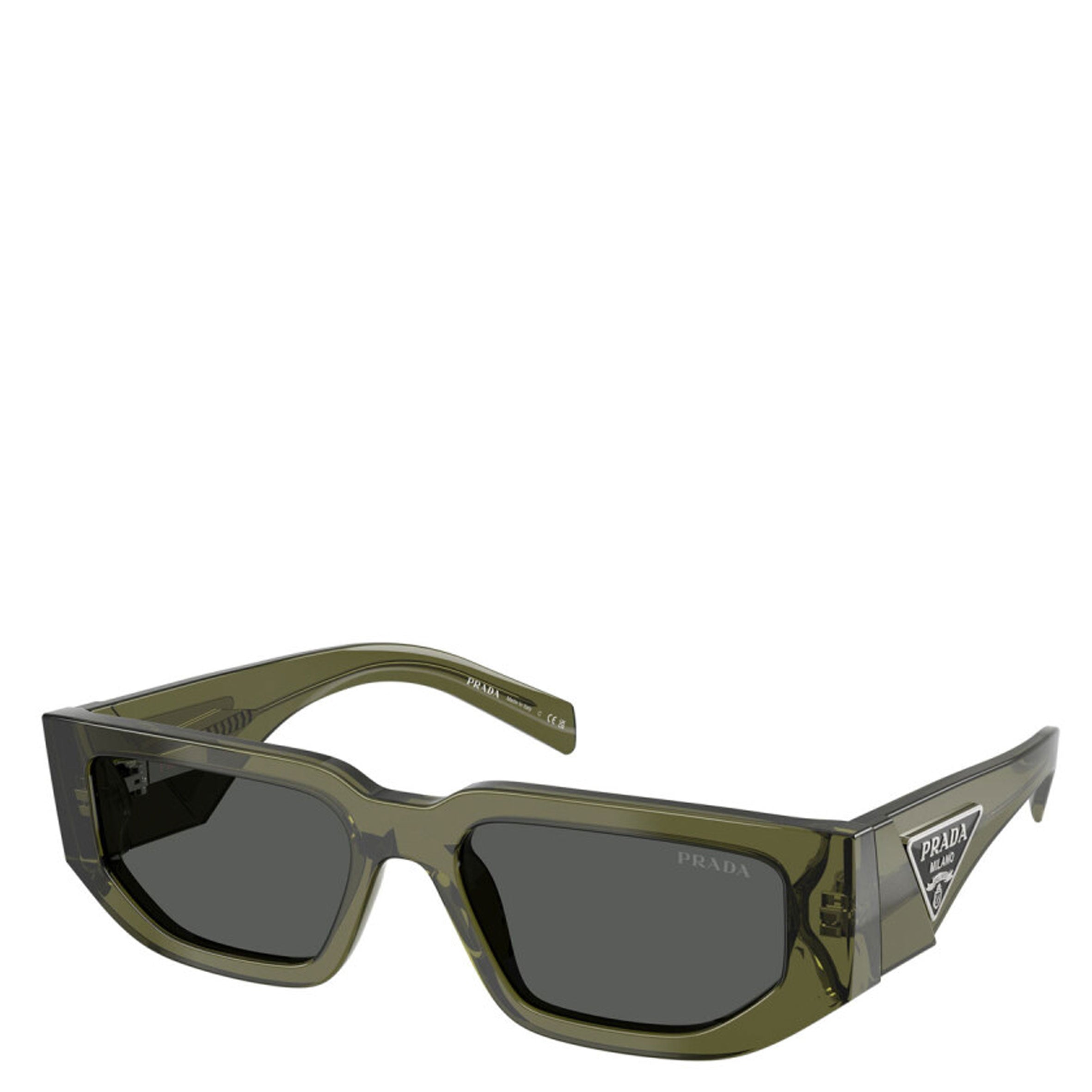 PRADA PR09ZS Triangle Rectangle Sunglasses for Women & Men - Translucent Green Lens UV Protection - Fashion Sunglasses for Beach, Driving & Outdoor Activities