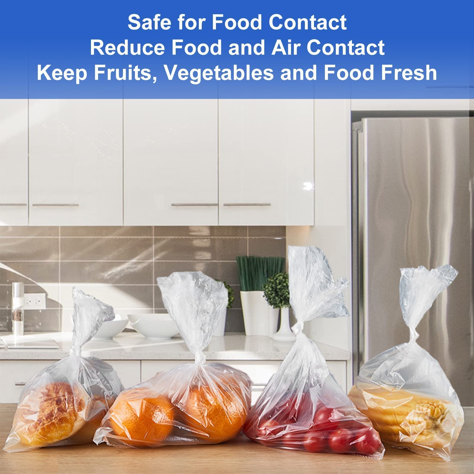 LabelMore Clear Plastic Produce Bags on Roll - 350 Count (12x16 Inch) | Food Storage Bags for Bread, Vegetables, Fruits & Meat | Perfect for Grocery Stores, Farmers Markets & Home Kitchen Organization