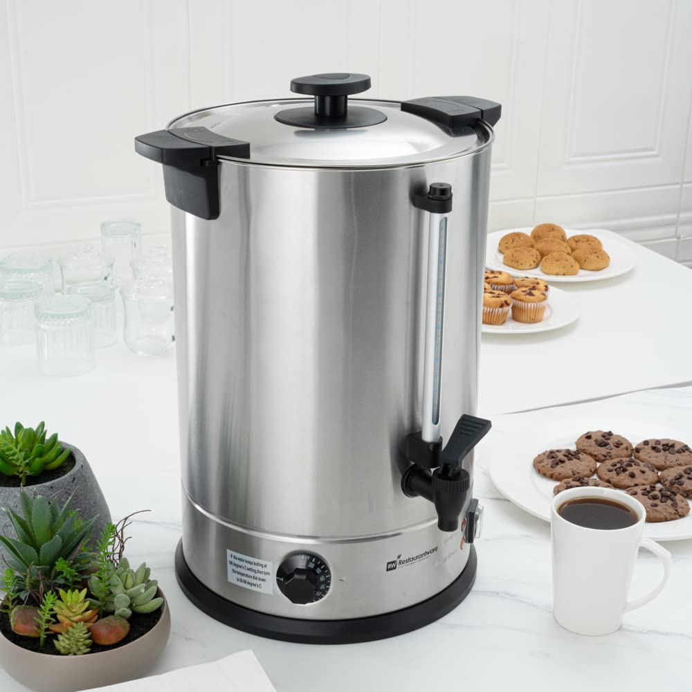 Restaurantware Restpresso 5 Gallon Commercial Coffee Dispenser - 120V/1000W Stainless Steel Coffee Urn with Adjustable Thermostat & No-Drip Spigot, Serves 128 Cups - Perfect for Catering, Events, Offices & Large Gatherings