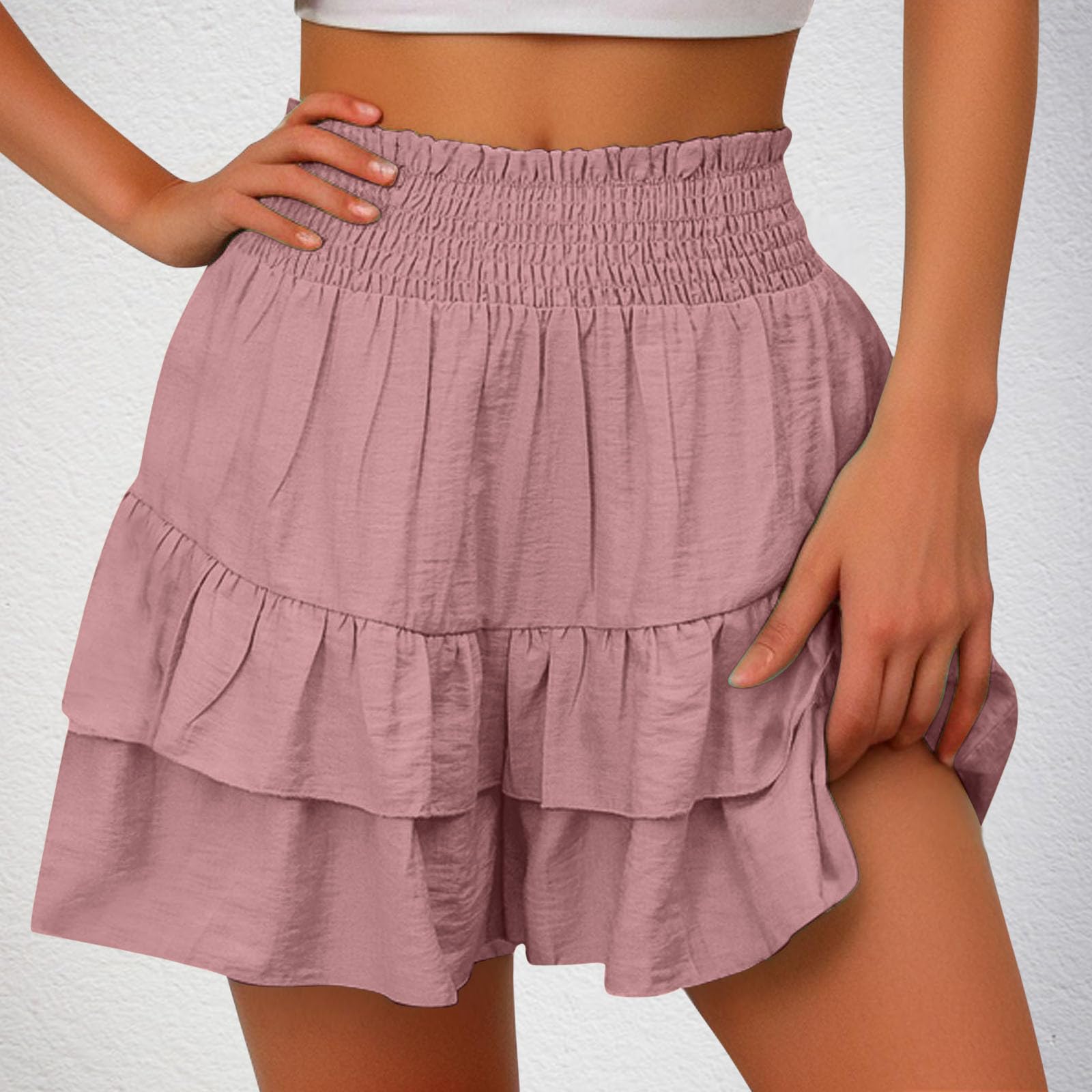 Trendy Women's Ruffle Shorts - High Waisted Pleated Summer Shorts for Streetwear & Fashion