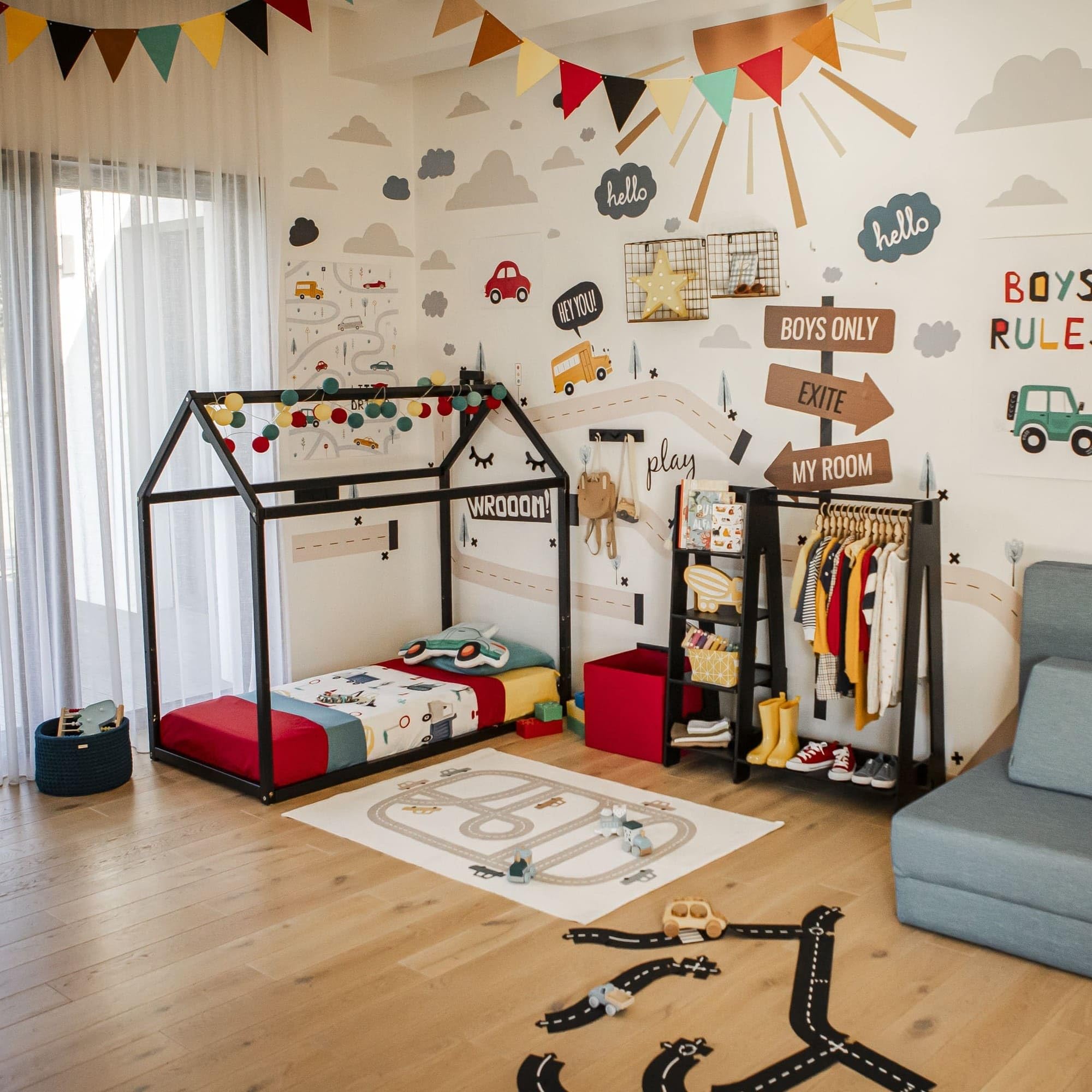 Montessori Twin Size House Bed Frame - Natural Wood Floor Bed for Toddlers & Kids - Safe Nursery Bed with Low Height for Easy Access - Perfect for Montessori Rooms, Daycare, and Cozy Bedrooms