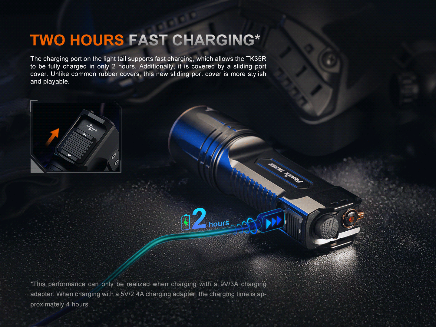 Fenix TK35R Rechargeable 2000 Lumen Tactical Flashlight with UV Light - High Performance LED Torch for Camping, Hiking, Emergency & Outdoor Adventures
