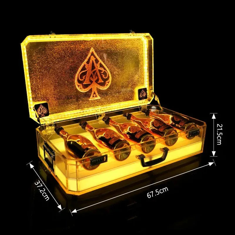 6-Pack LED Light-Up Ace of Spade Champagne Bottle Display Case - Glowing Wine Bottle Holder for Nightclubs, Bars, Parties & Special Events - Perfect for Club Decor, VIP Tables & Themed Celebrations