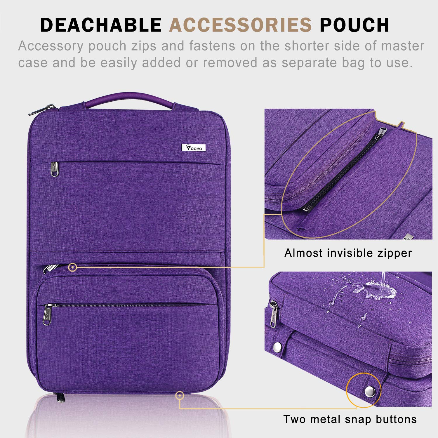 Premium 15.6 Inch Laptop Sleeve Case - Compatible with MacBook Air 15 M2/M3/M4 & MacBook Pro 15/16, HP Lenovo Dell Acer Asus - Waterproof 2-in-1 Computer Bag with Detachable Accessory Pouch (Purple) - Perfect for Work, Travel & School Protection
