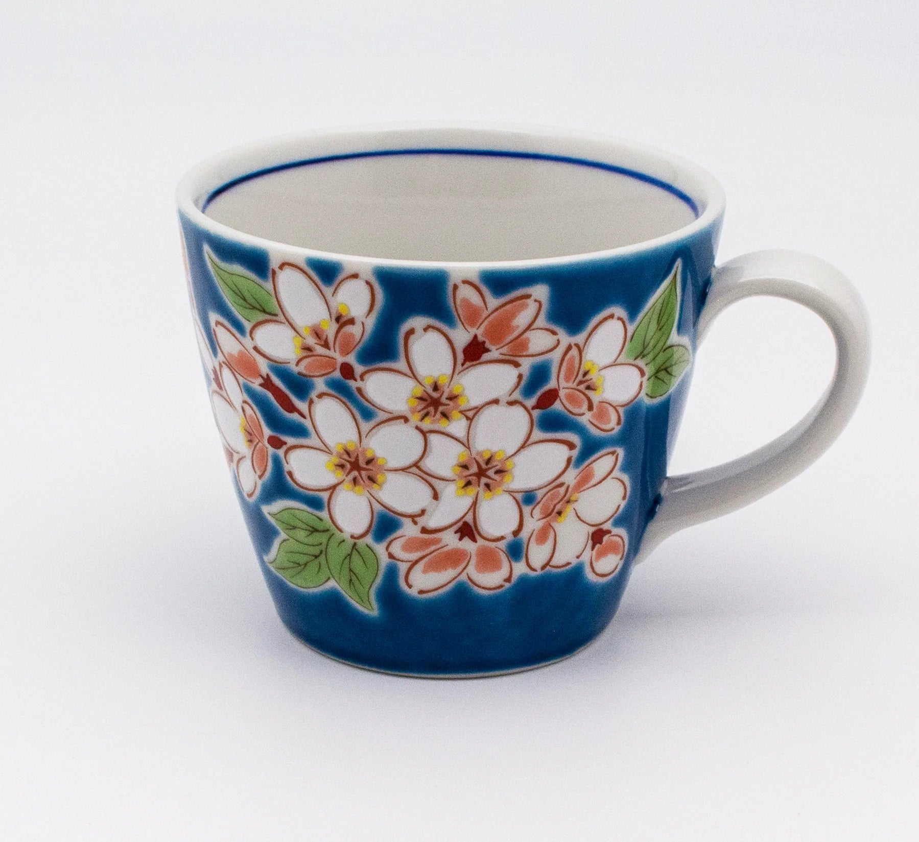 Premium Kutani Yaki Japanese Tea & Coffee Mug - Handcrafted Cherry Blossom Design Ceramic Cup - Perfect for Home, Office & Gift Giving