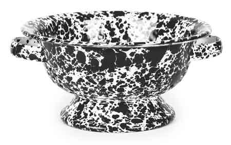 8-Inch Black Marble Berry Colander - Durable Kitchen Strainer for Washing Fruits, Vegetables & Pasta - Perfect for Salad Prep, Canning & Healthy Cooking