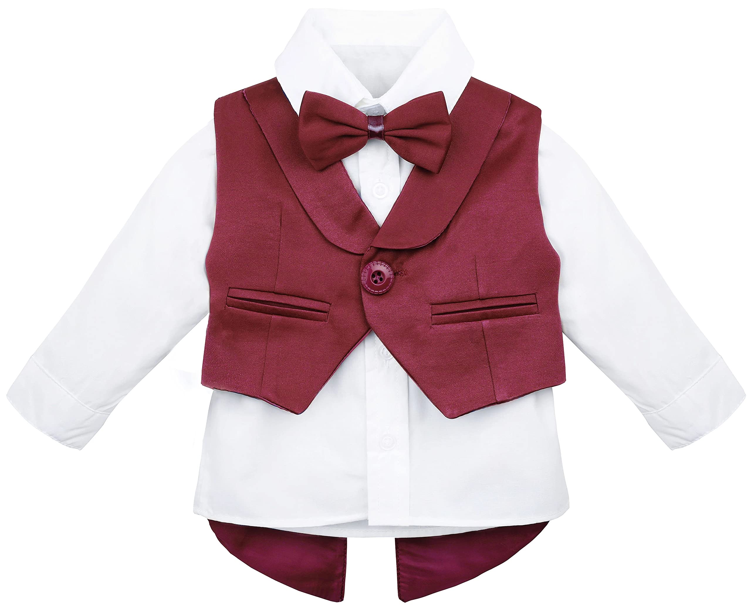 Lilax Baby Boy Gentleman Tuxedo Outfit - 4 Piece Formal Set for Infants | Perfect for Christening, Wedding & Special Occasions
