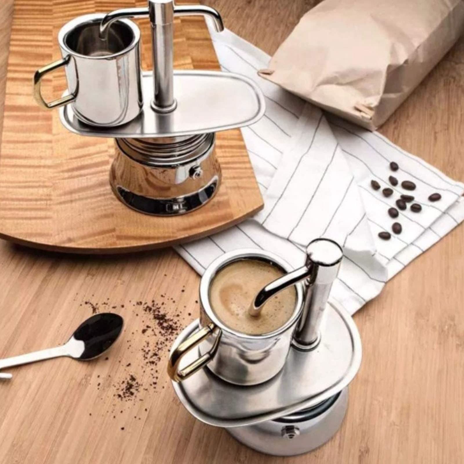 Stainless Steel Stovetop Moka Pot - 200ml Italian Coffee Maker for Espresso & Latte | Single Tube Mocha Pot with Durable Filter | Perfect for Home, Office & Camping Brewing | Makes Authentic Italian-Style Coffee