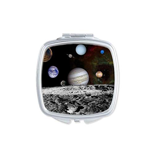 DIYthinker Portable Compact Double-Sided Makeup Mirror with Dark Universe Planet Design - Perfect for Travel, Home Vanity & Gift Giving