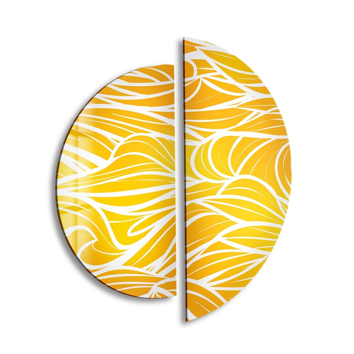 2 Piece Yellow & White Glass Wall Art Set - Modern Abstract Home Decor for Living Room, Bedroom & Office - Handmade Glass Wall Hangings for Stylish Interior Design