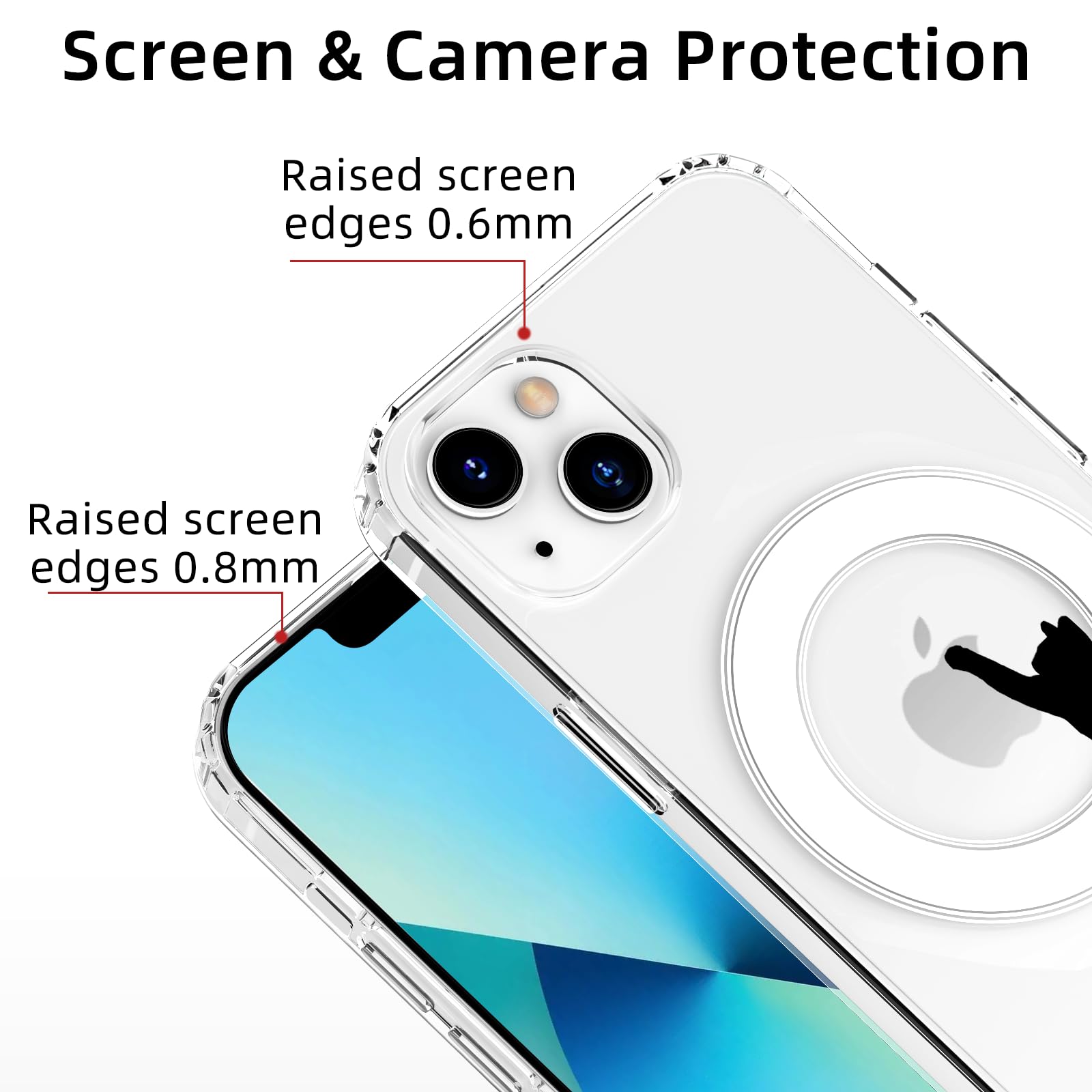 Magnetic Cute Black Cat Design Clear iPhone 14 Case - Compatible with MagSafe, Shockproof Protective Phone Cover for Women & Girls (Soft TPU & Hard Back) - Perfect for Everyday Use, Work, and Travel