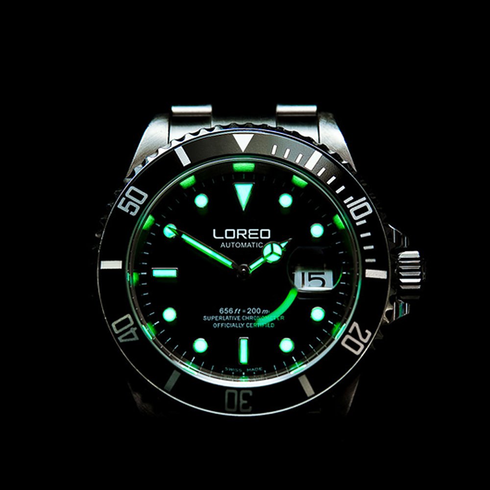 LOREO Men's Automatic Watch - Full Black Stainless Steel, Sapphire Glass, Rotating Bezel, Military Waterproof (200M) - Perfect for Diving, Outdoor Adventures & Everyday Wear