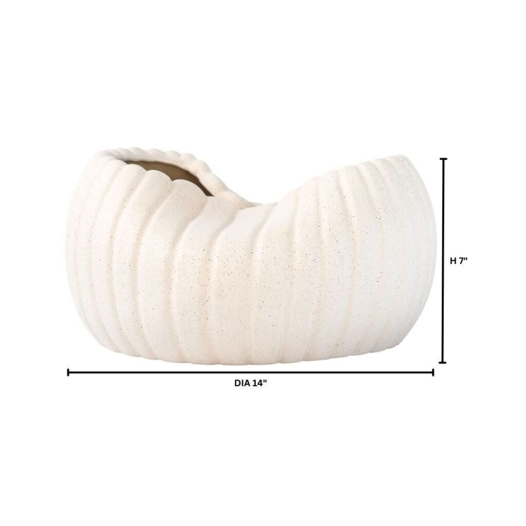 Cyan Design 11777 Organic Ribbed Bowl - Handcrafted Grainy White Ceramic Serving Bowl for Soup, Salad, Fruit | Perfect for Dining Table Centerpiece, Kitchen Decor, and Gift Giving