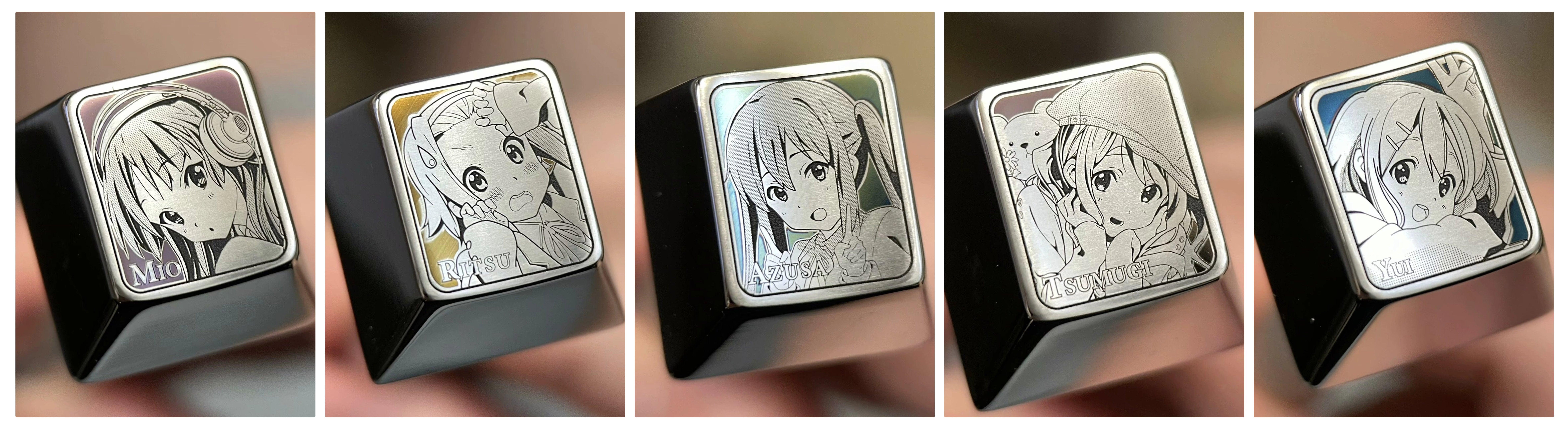 K ON Five Person Team Anime Themed Titanium Alloy Keycap Set - Custom Mechanical Keyboard Keycaps for Gaming & Typing Enthusiasts | Perfect for PC, Mac, and Mechanical Keyboard Lovers