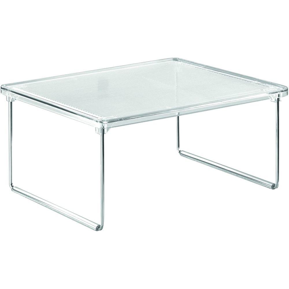 iDesign Linus Collapsible Pantry Cabinet Shelf - Clear Plastic Organizer for Kitchen, Bathroom & Closet Storage - Space Saving Foldable Shelves for Spices, Canned Goods & Toiletries