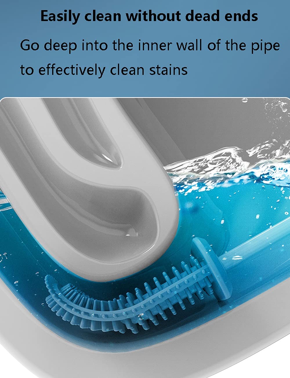 Automatic Self-Cleaning Toilet Brush Set with Wall-Mounted Holder - Quick-Drying Silicone Toilet Plunger & Brush Combo (Blue) for Bathroom Cleaning & Hygiene Maintenance - Perfect for Small Spaces, Apartments, and Modern Home Sanitation