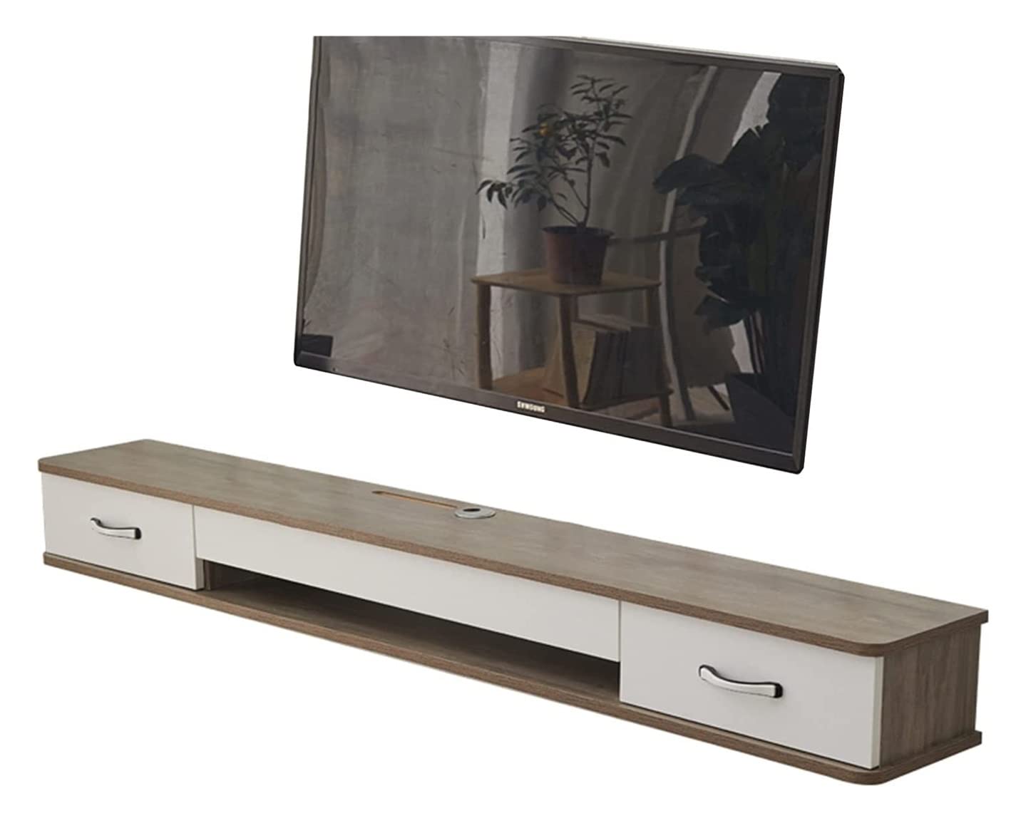 Wall-Mounted Solid Wood Storage Cabinet with 2 Drawers - Floating TV Stand, Media Console Shelf (39.3/47.2/51.1 Inch) - Perfect for Living Room, Bedroom & Home Office Organization