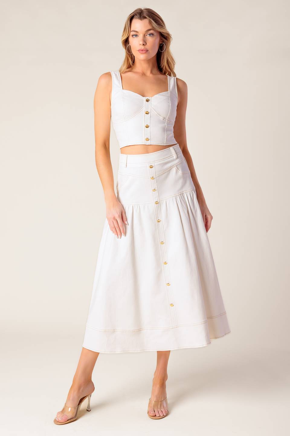 Stylish White Crop Top & Skirt Set - Trendy Summer Outfit for Women | Perfect for Beach, Party & Casual Wear